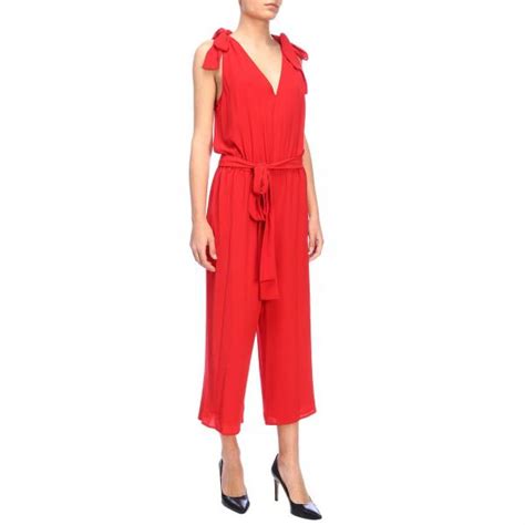 michael kors jumpsuit red|Michael Kors long sleeve jumpsuit.